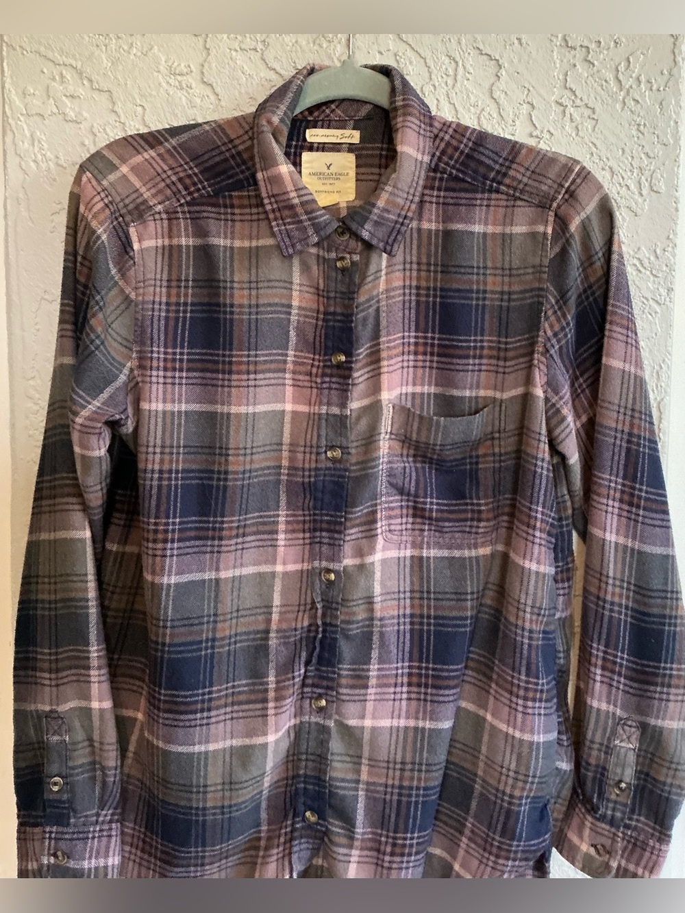 American Eagle Outfitters Amazingly Soft Plaid Button-Down Shirt - Picture 6 of 12